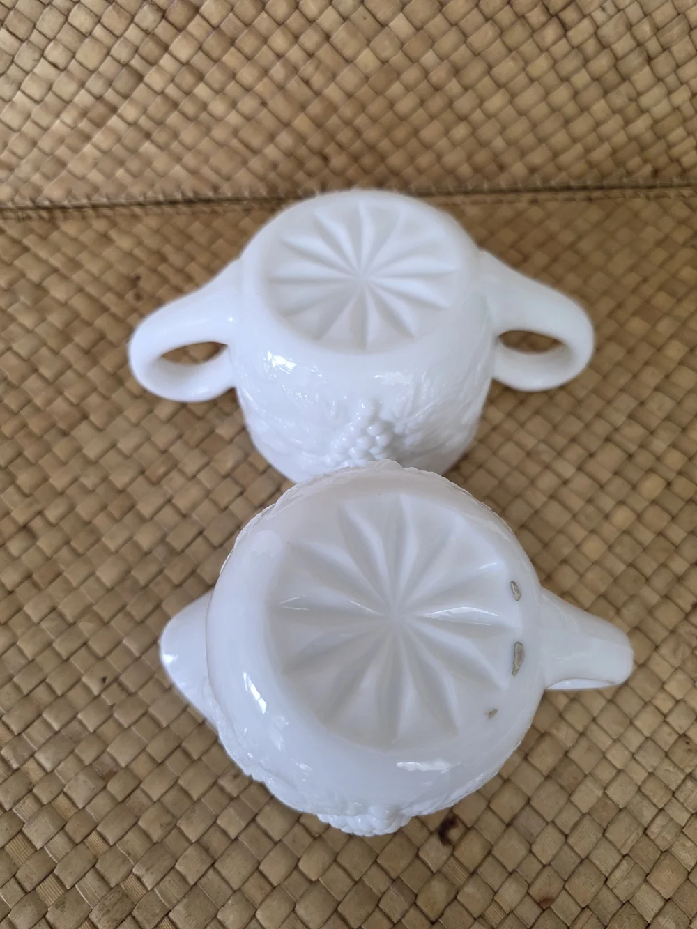 Westmoreland White Milk Glass Creamer and Sugar Bowl Set